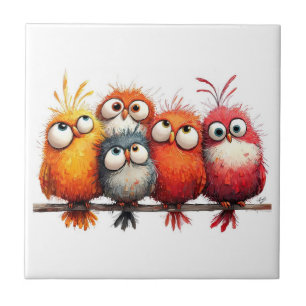Grillige vogels tegeltje