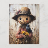 grillige vogelverschrikker met zonnebloemen briefkaart (Voorkant)