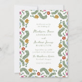 Grillige Volkskunst Bloemige Bruiloft Kaart (Voorkant)