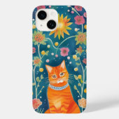Grillige Volkskunst Gestreepte Kat Case-Mate iPhone Case (Achterkant)
