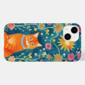 Grillige Volkskunst Gestreepte Kat Case-Mate iPhone Case (Achterkant (horizontaal))