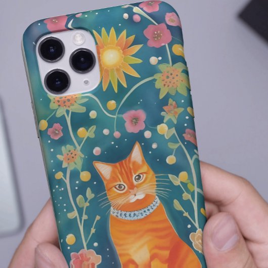 Grillige Volkskunst Gestreepte Kat Case-Mate iPhone Case