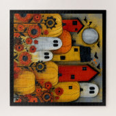 Grillige Volkskunst Halloween Patch Legpuzzel (Horizontaal)