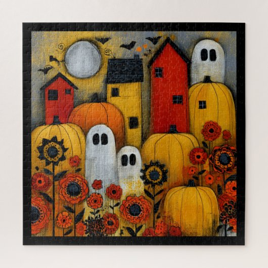 Grillige Volkskunst Halloween Patch Legpuzzel (Verticaal)