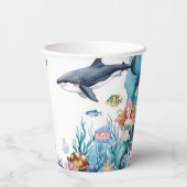 grillige walvishaai schildpad vis verjaardag papieren bekers (Achterkant)