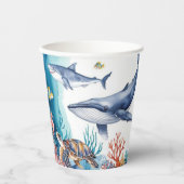 grillige walvishaai schildpad vis verjaardag papieren bekers (Voorkant)