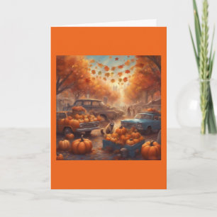 Grillige wasbeer verkoopt pompoenen Halloween Kaart
