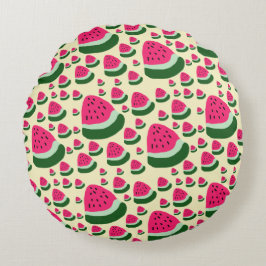 Grillige Watermeloenen Mooie Zomer Fruit Patroon  Rond Kussen