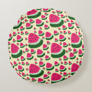 Grillige Watermeloenen Mooie Zomer Fruit Patroon Rond Kussen