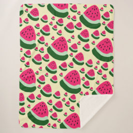 Grillige Watermeloenen Mooie Zomer Fruit Patroon  Sherpa Deken