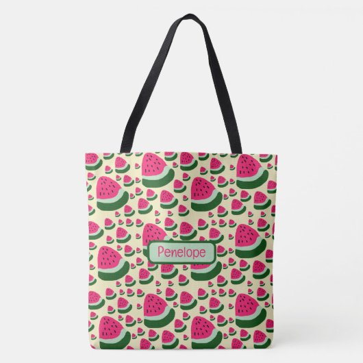 Grillige Watermeloenen Mooie Zomer Fruit Patroon Tote Bag (Voorkant)
