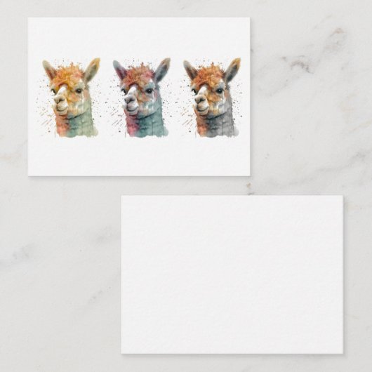 grillige Waterverf alpaca's Notitiekaartje (Voorkant / Achterkant)