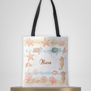 Grillige Waterverf Baby Zeewezens Tote Bag
