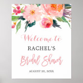 Grillige Waterverf Bloem Bruiloft Borrel Bord Poster (Voorkant)