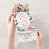  grillige Waterverf bloemenbruiloft All In One Uitnodiging (Afscheurbaar)