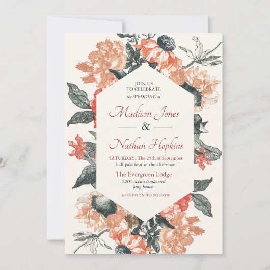  grillige Waterverf bloemenbruiloft Kaart (Voorkant)