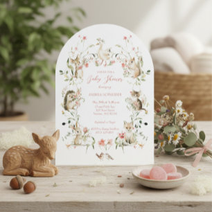 Grillige Waterverf Bloemige Bos Baby Shower Kaart