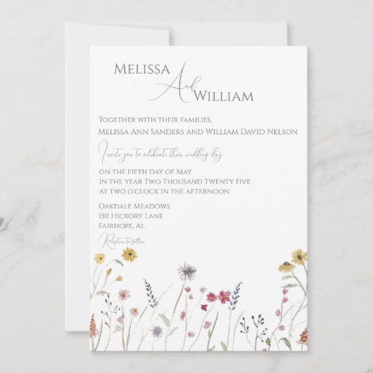 grillige Waterverf bruiloft Kaart (Voorkant)