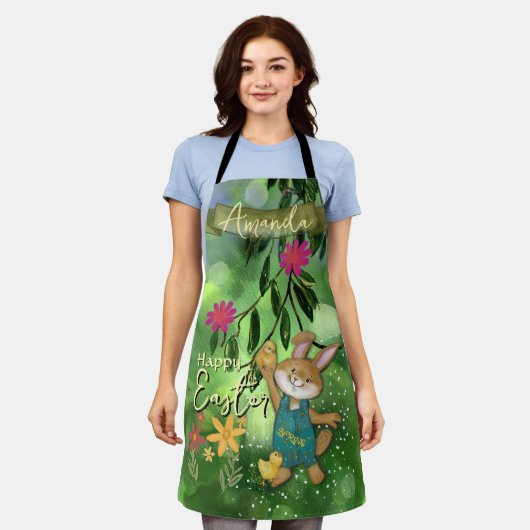 grillige Waterverf bunny Schort (Gedragen)