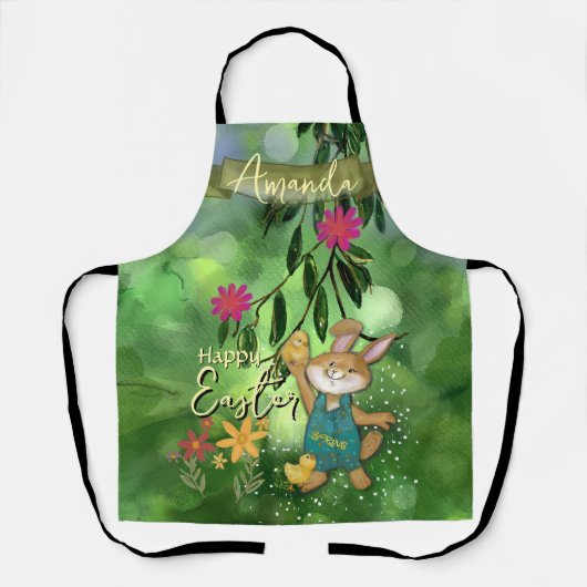 grillige Waterverf bunny Schort (Voorkant)