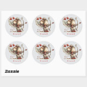 Grillige Waterverf Cupido Muis Liefde Sticker (Vel)
