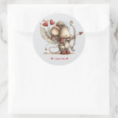 Grillige Waterverf Cupido Muis Liefde Sticker (Tas)