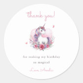 grillige Waterverf eenhoorn roze dank je Ronde Sticker (Voorkant)