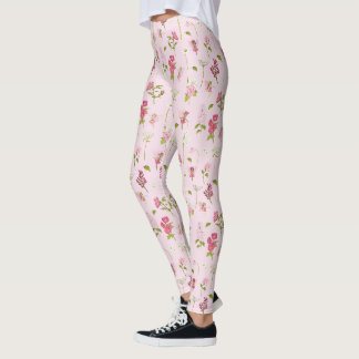 Grillige Waterverf Feeën & Bloemen Roze Leggings