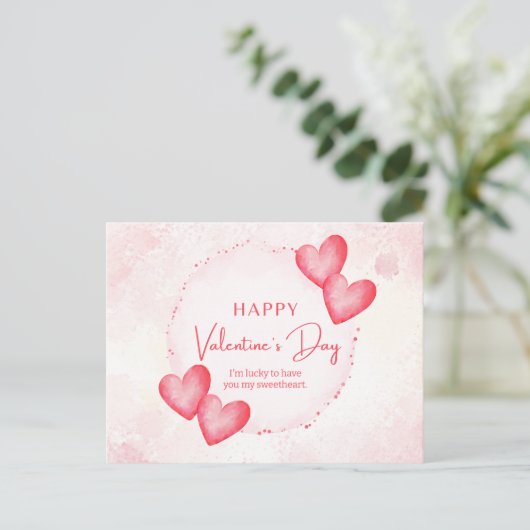 Grillige Waterverf Harten Feestdagenkaart (Staand voorkant)