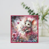 grillige Waterverf harten Valentijn Mouse Feestdagenkaart (Staand voorkant)