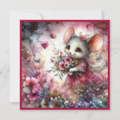 grillige Waterverf harten Valentijn Mouse Feestdagenkaart (Voorkant)