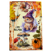 grillige Waterverf kat heks halloween geschenktas Medium Cadeauzakje (Voorkant)