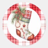 grillige Waterverf kerstkous Ronde Sticker (Voorkant)