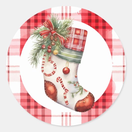 grillige Waterverf kerstkous Ronde Sticker (Voorkant)