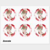 grillige Waterverf kerstkous Ronde Sticker (Vel)