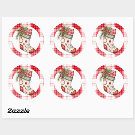 grillige Waterverf kerstkous Ronde Sticker (Vel)