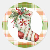 grillige Waterverf kerstkous Ronde Sticker (Voorkant)