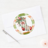 grillige Waterverf kerstkous Ronde Sticker (Envelop)