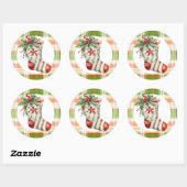 grillige Waterverf kerstkous Ronde Sticker (Vel)