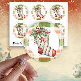 grillige Waterverf kerstkous Ronde Sticker