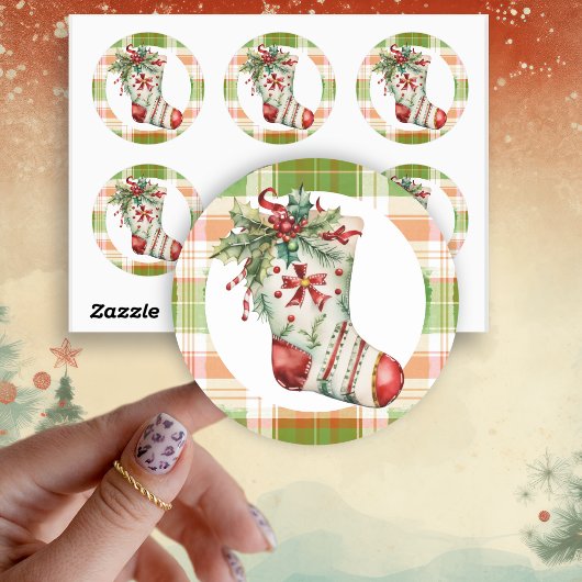 grillige Waterverf kerstkous Ronde Sticker