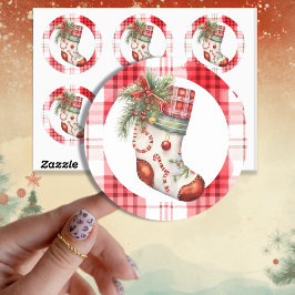 grillige Waterverf kerstkous Ronde Sticker