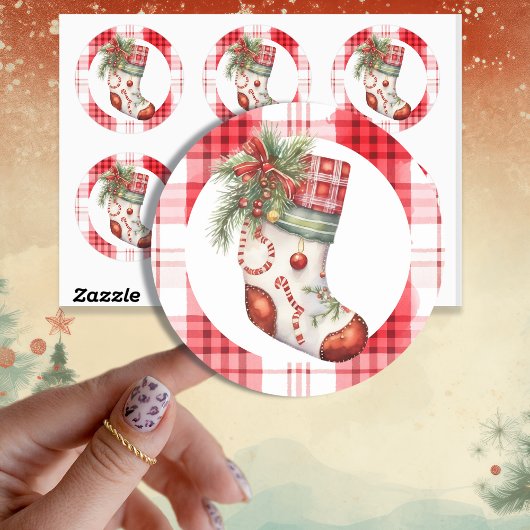 grillige Waterverf kerstkous Ronde Sticker