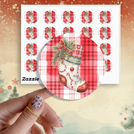 grillige Waterverf kerstkous Ronde Sticker