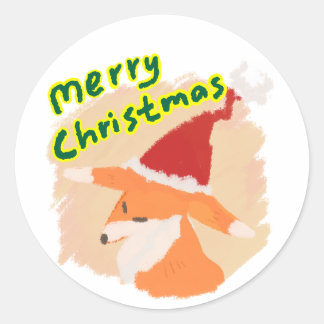 Grillige Waterverf Kerstvos Cadeau Sticker