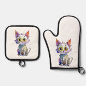 grillige Waterverf Ovenwant & Pannenlap Set (Voorkant)