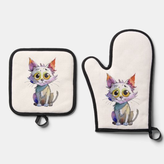 grillige Waterverf Ovenwant & Pannenlap Set (Voorkant)