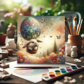 grillige Waterverf pastel paashaas ballon Feestdagenkaart