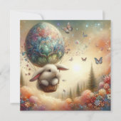 grillige Waterverf pastel paashaas ballon Feestdagenkaart (Voorkant)