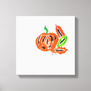 grillige Waterverf pompoen Canvas Afdruk
